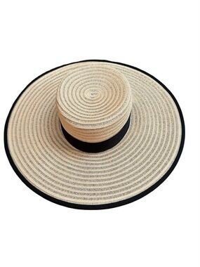 DESTREE Annie Natural Straw Hat With Black Band Women’s Size M NWT